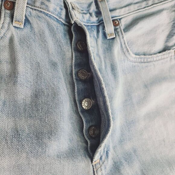 Agolde Jamie Jeans 26 Blue Light Washed High-Rise Distressed‎ Ripped Button Fly - Picture 8 of 12